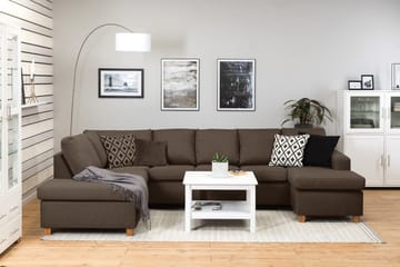 Crazy 5-sits Vänstervänd U-formad Soffa med Divan och Schäslong i Tyg - Brun - Products - Möbler - Soffa - U-soffa