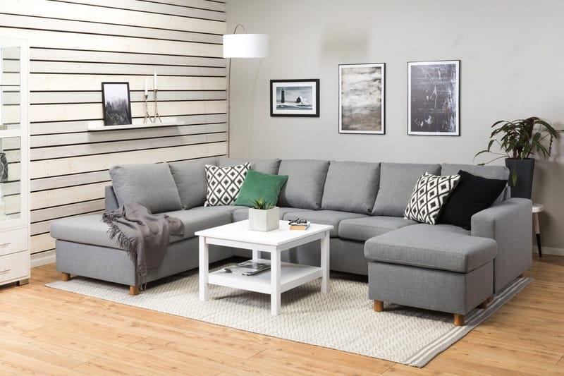 Crazy 5-sits Vänstervänd U-formad Soffa med Divan och Schäslong i Tyg - Grå - Products - Möbler - Soffa - U-soffa