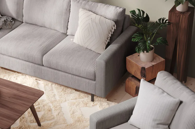 Peppe 4-sits Vänstervänd L-formad Schäslongsoffa i Manchester - Mörkgrå - Products - Möbler - Soffa - Divansoffa & schäslongsoffa - 4 sits soffa med divan