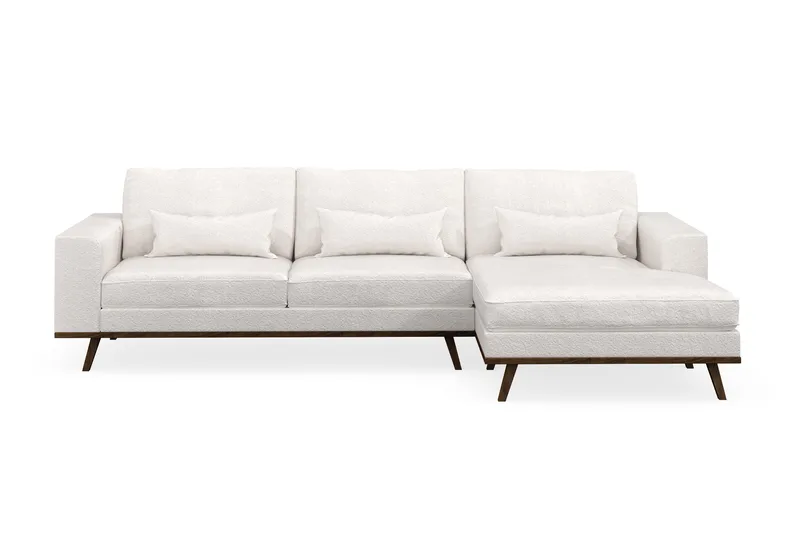Copenhagen 4-sits Högervänd L-formad Divansoffa i Bouclé - Vit - Products - Möbler - Soffa - Divansoffa & schäslongsoffa - 4 sits soffa med divan