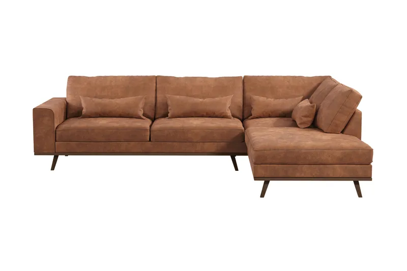 Copenhagen 4-sits Högervänd L-formad Divansoffa i Konstläder - Brun - Products - Möbler - Soffa - Divansoffa & schäslongsoffa - 4 sits soffa med divan