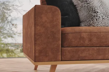 Copenhagen 4-sits Högervänd L-formad Divansoffa i Konstläder - Brun - Products - Möbler - Soffa - Divansoffa & schäslongsoffa - 4 sits soffa med divan