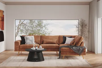 Copenhagen 4-sits Högervänd L-formad Divansoffa i Konstläder - Brun - Products - Möbler - Soffa - Divansoffa & schäslongsoffa - 4 sits soffa med divan