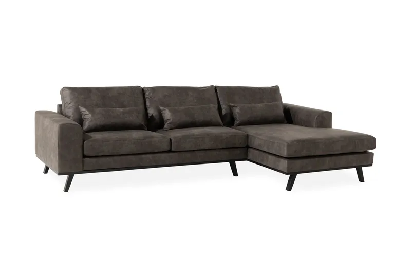 Copenhagen 4-sits Högervänd L-formad Divansoffa i Konstläder - Mörkgrå - Products - Möbler - Soffa - Divansoffa & schäslongsoffa - 4 sits soffa med divan