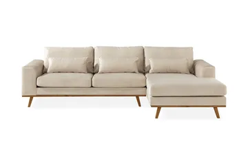 Copenhagen 4-sits Högervänd L-formad Divansoffa i Sammet - Beige - Products - Möbler - Soffa - Divansoffa & schäslongsoffa - 4 sits soffa med divan