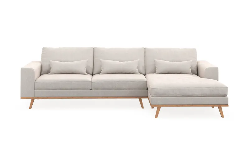 Copenhagen 4-sits Högervänd L-formad Divansoffa i Sammet - Krämvit - Products - Möbler - Soffa - Divansoffa & schäslongsoffa - 4 sits soffa med divan