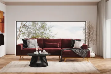 Copenhagen 4-sits Högervänd L-formad Divansoffa i Sammet - Lila - Products - Möbler - Soffa - Divansoffa & schäslongsoffa - 4 sits soffa med divan