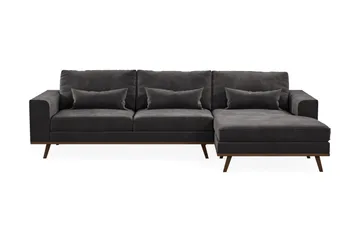 Copenhagen 4-sits Högervänd L-formad Divansoffa i Sammet - Mörkgrå - Products - Möbler - Soffa - Divansoffa & schäslongsoffa - 4 sits soffa med divan