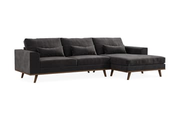 Copenhagen 4-sits Högervänd L-formad Divansoffa i Sammet - Mörkgrå - Products - Möbler - Soffa - Divansoffa & schäslongsoffa - 4 sits soffa med divan