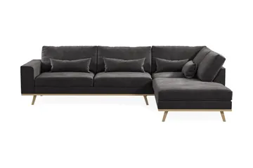 Copenhagen 4-sits Högervänd L-formad Divansoffa i Sammet - Mörkgrå - Products - Möbler - Soffa - Divansoffa & schäslongsoffa - 4 sits soffa med divan