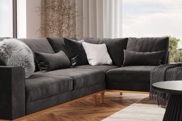 Copenhagen 4-sits Högervänd L-formad Divansoffa i Sammet - Mörkgrå - Products - Möbler - Soffa - Divansoffa & schäslongsoffa - 4 sits soffa med divan