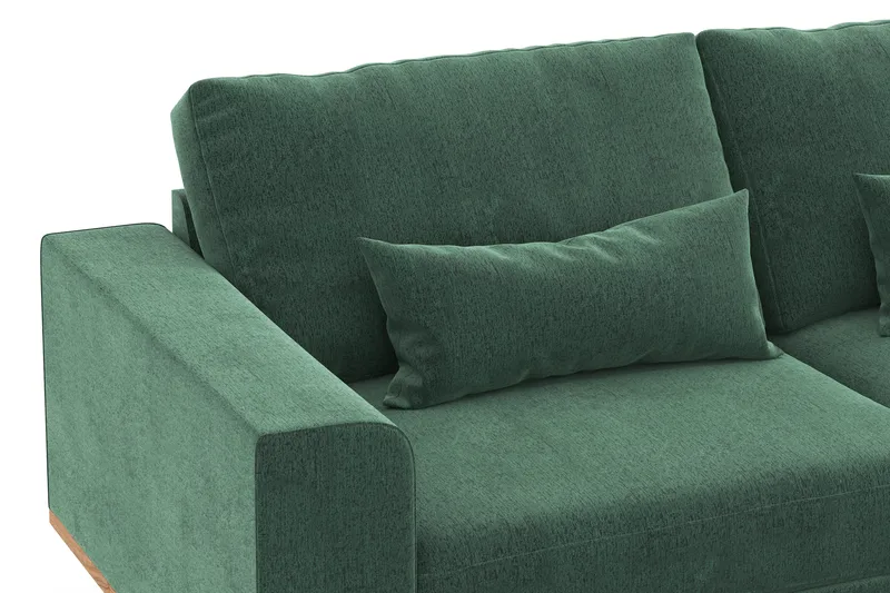 Copenhagen 4-sits Högervänd L-formad Divansoffa i Sammet - Mörkgrön - Products - Möbler - Soffa - Divansoffa & schäslongsoffa - 4 sits soffa med divan
