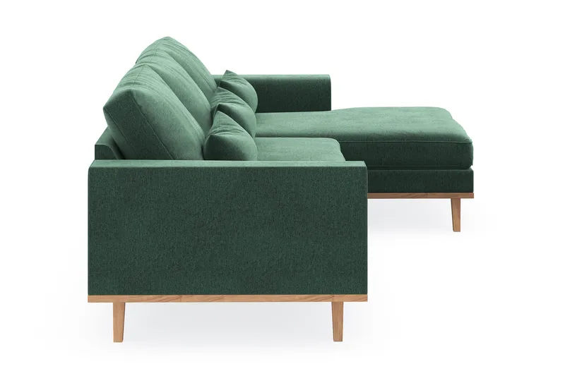 Copenhagen 4-sits Högervänd L-formad Divansoffa i Sammet - Mörkgrön - Products - Möbler - Soffa - Divansoffa & schäslongsoffa - 4 sits soffa med divan