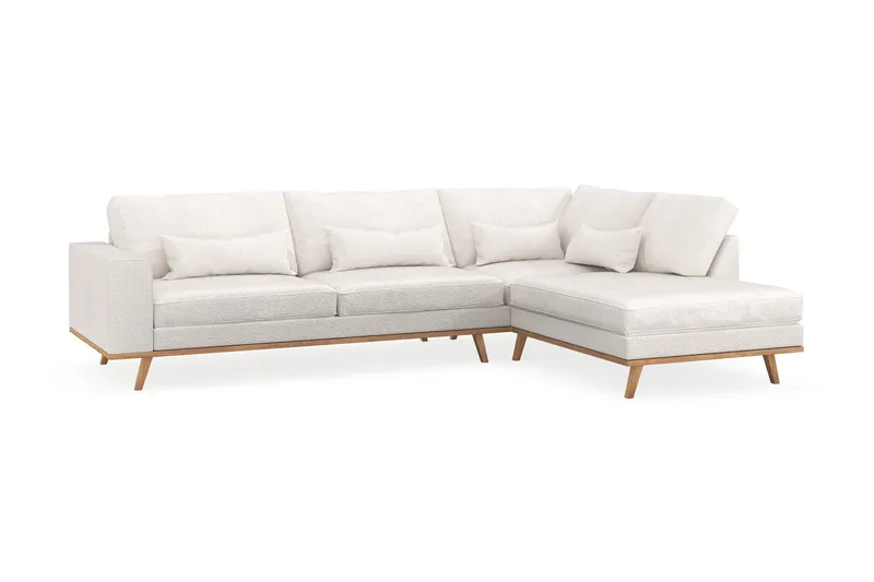 Copenhagen 4-sits Högervänd L-formad Schäslongsoffa i Bouclé - Vit - Products - Möbler - Soffa - Divansoffa & schäslongsoffa - 4 sits soffa med divan