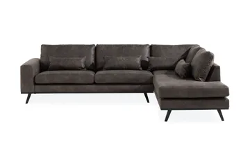 Copenhagen 4-sits Högervänd L-formad Schäslongsoffa i Konstläder - Mörkgrå - Products - Möbler - Soffa - Divansoffa & schäslongsoffa - 4 sits soffa med divan