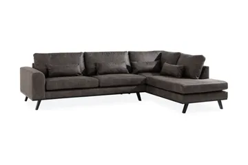 Copenhagen 4-sits Högervänd L-formad Schäslongsoffa i Konstläder - Mörkgrå - Products - Möbler - Soffa - Divansoffa & schäslongsoffa - 4 sits soffa med divan