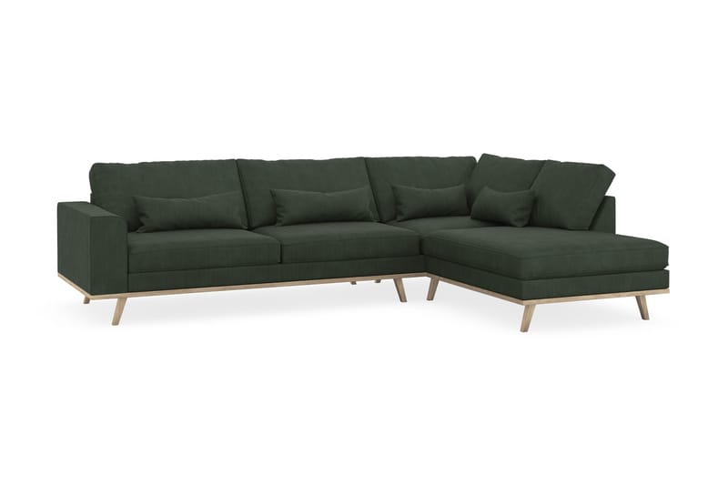 Copenhagen 4-sits Högervänd L-formad Schäslongsoffa i Manchester - Mörkgrön - Products - Möbler - Soffa - Divansoffa & schäslongsoffa - 4 sits soffa med divan