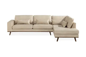 Copenhagen 4-sits Högervänd L-formad Schäslongsoffa i Sammet - Beige - Products - Möbler - Soffa - Divansoffa & schäslongsoffa - 4 sits soffa med divan