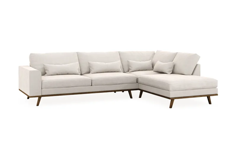 Copenhagen 4-sits Högervänd L-formad Schäslongsoffa i Sammet - Krämvit - Products - Möbler - Soffa - Divansoffa & schäslongsoffa - 4 sits soffa med divan