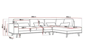 Copenhagen 4-sits Högervänd L-formad Schäslongsoffa i Sammet - Krämvit - Products - Möbler - Soffa - Divansoffa & schäslongsoffa - 4 sits soffa med divan