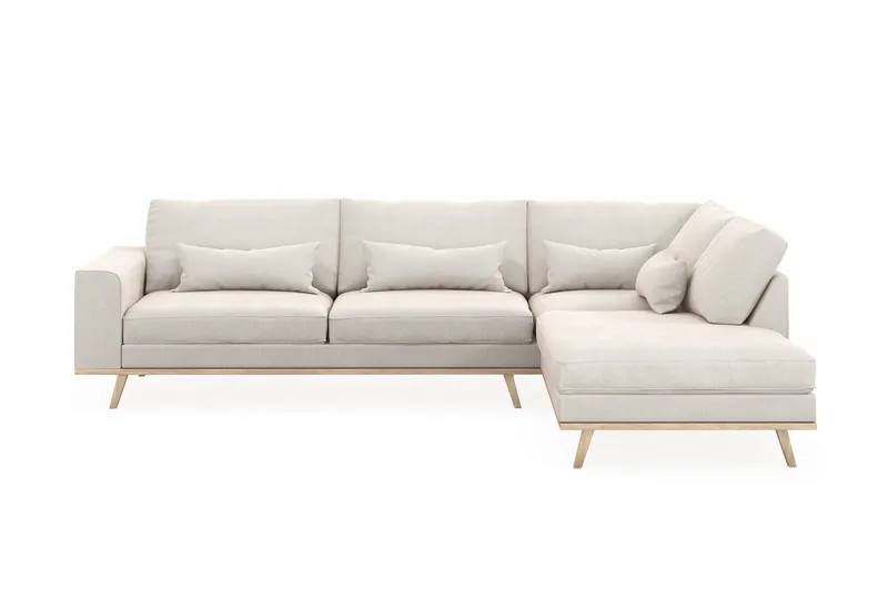 Copenhagen 4-sits Högervänd L-formad Schäslongsoffa i Sammet - Krämvit - Products - Möbler - Soffa - Divansoffa & schäslongsoffa - 4 sits soffa med divan