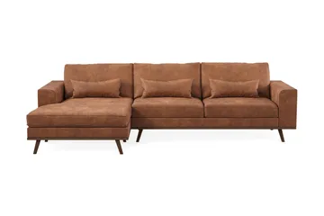 Copenhagen 4-sits Vänstervänd L-formad Divansoffa i Konstläder - Brun - Products - Möbler - Soffa - Divansoffa & schäslongsoffa - 4 sits soffa med divan