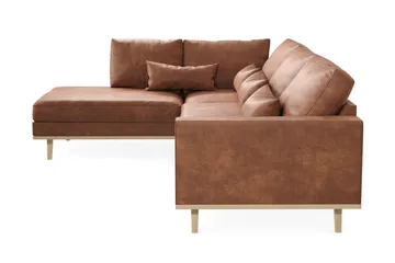 Copenhagen 4-sits Vänstervänd L-formad Divansoffa i Konstläder - Brun - Products - Möbler - Soffa - Divansoffa & schäslongsoffa - 4 sits soffa med divan