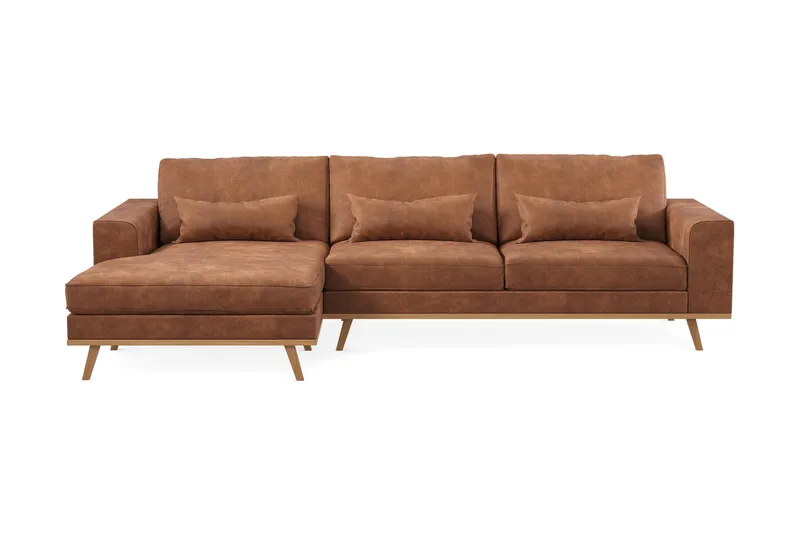 Copenhagen 4-sits Vänstervänd L-formad Divansoffa i Konstläder - Brun - Products - Möbler - Soffa - Divansoffa & schäslongsoffa - 4 sits soffa med divan