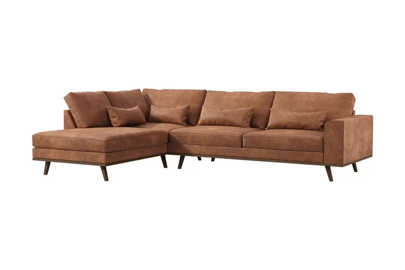 Copenhagen 4-sits Vänstervänd L-formad Divansoffa i Konstläder - Brun - Products - Möbler - Soffa - Divansoffa & schäslongsoffa - 4 sits soffa med divan