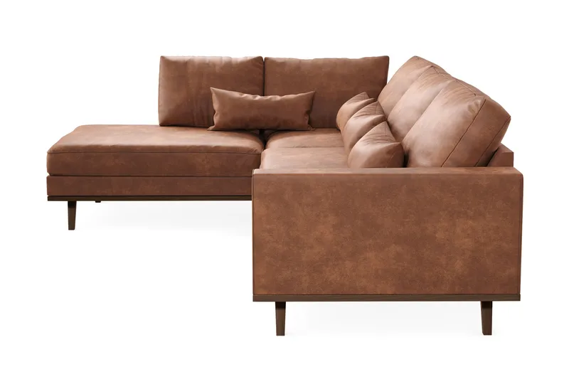 Copenhagen 4-sits Vänstervänd L-formad Divansoffa i Konstläder - Brun - Products - Möbler - Soffa - Divansoffa & schäslongsoffa - 4 sits soffa med divan