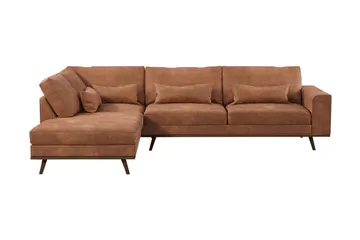 Copenhagen 4-sits Vänstervänd L-formad Divansoffa i Konstläder - Brun - Products - Möbler - Soffa - Divansoffa & schäslongsoffa - 4 sits soffa med divan
