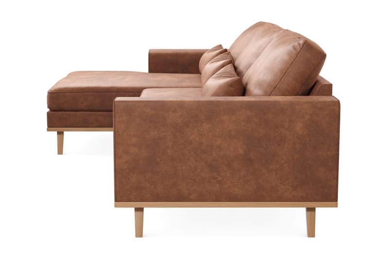 Copenhagen 4-sits Vänstervänd L-formad Divansoffa i Konstläder - Brun - Products - Möbler - Soffa - Divansoffa & schäslongsoffa - 4 sits soffa med divan