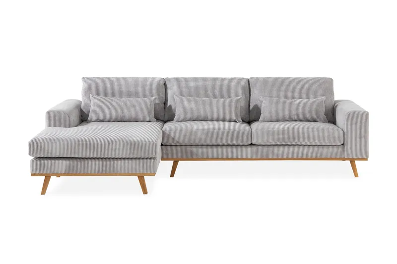 Copenhagen 4-sits Vänstervänd L-formad Divansoffa i Manchester - Ljusgrå - Products - Möbler - Soffa - Divansoffa & schäslongsoffa - 4 sits soffa med divan