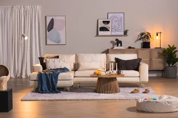Copenhagen 4-sits Vänstervänd L-formad Divansoffa i Sammet - Beige - Products - Möbler - Soffa - Divansoffa & schäslongsoffa - 4 sits soffa med divan