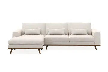 Copenhagen 4-sits Vänstervänd L-formad Divansoffa i Sammet - Krämvit - Products - Möbler - Soffa - Divansoffa & schäslongsoffa - 4 sits soffa med divan