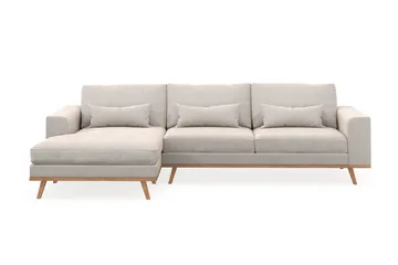 Copenhagen 4-sits Vänstervänd L-formad Divansoffa i Sammet - Krämvit - Products - Möbler - Soffa - Divansoffa & schäslongsoffa - 4 sits soffa med divan