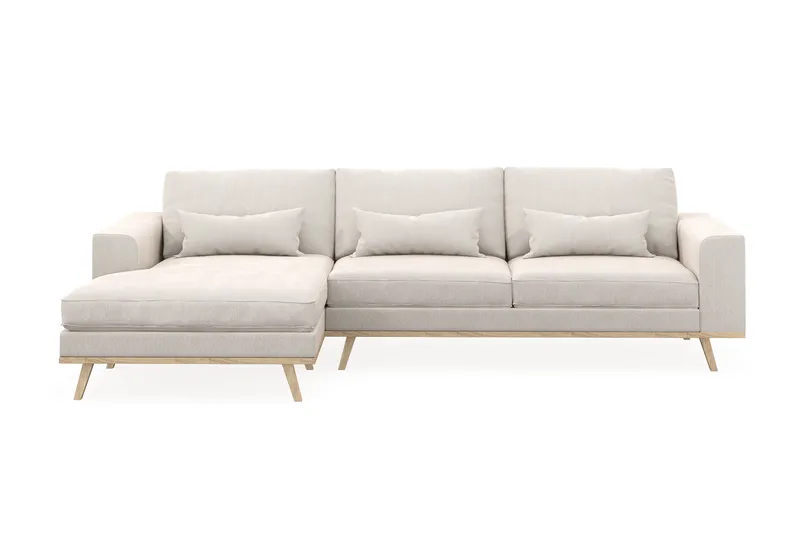 Copenhagen 4-sits Vänstervänd L-formad Divansoffa i Sammet - Krämvit - Products - Möbler - Soffa - Divansoffa & schäslongsoffa - 4 sits soffa med divan