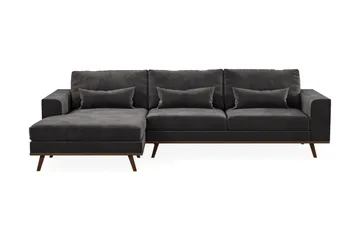 Copenhagen 4-sits Vänstervänd L-formad Divansoffa i Sammet - Mörkgrå - Products - Möbler - Soffa - Divansoffa & schäslongsoffa - 4 sits soffa med divan