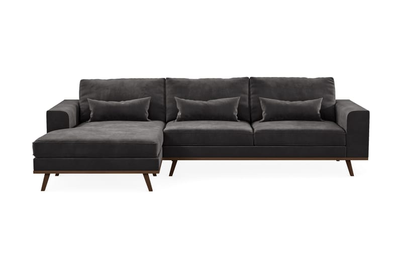 Copenhagen 4-sits Vänstervänd L-formad Divansoffa i Sammet - Mörkgrå - Products - Möbler - Soffa - Divansoffa & schäslongsoffa - 4 sits soffa med divan