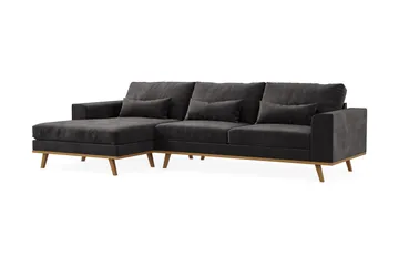 Copenhagen 4-sits Vänstervänd L-formad Divansoffa i Sammet - Mörkgrå - Products - Möbler - Soffa - Divansoffa & schäslongsoffa - 4 sits soffa med divan