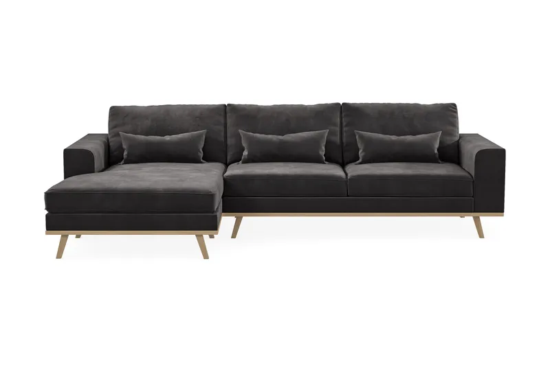 Copenhagen 4-sits Vänstervänd L-formad Divansoffa i Sammet - Mörkgrå - Products - Möbler - Soffa - Divansoffa & schäslongsoffa - 4 sits soffa med divan