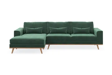 Copenhagen 4-sits Vänstervänd L-formad Divansoffa i Sammet - Mörkgrön - Products - Möbler - Soffa - Divansoffa & schäslongsoffa - 4 sits soffa med divan