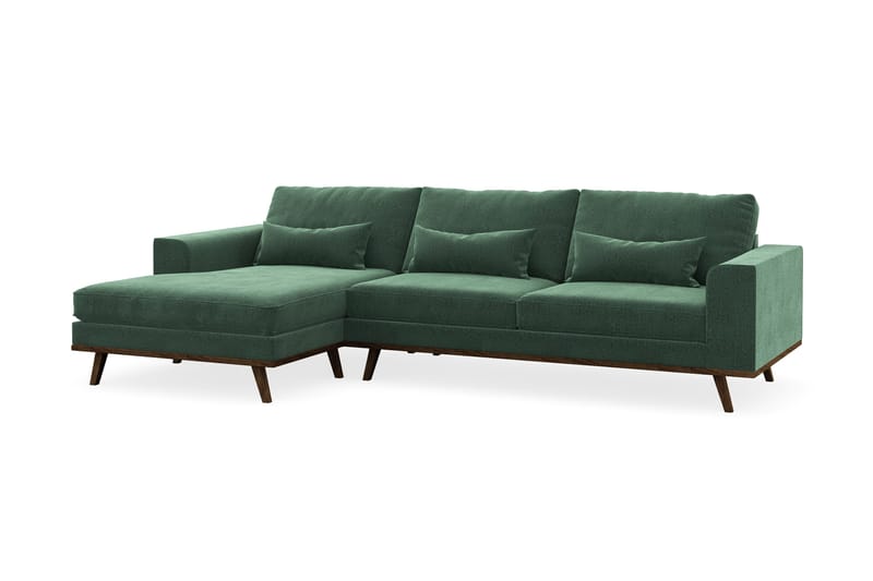Copenhagen 4-sits Vänstervänd L-formad Divansoffa i Sammet - Mörkgrön - Products - Möbler - Soffa - Divansoffa & schäslongsoffa - 4 sits soffa med divan