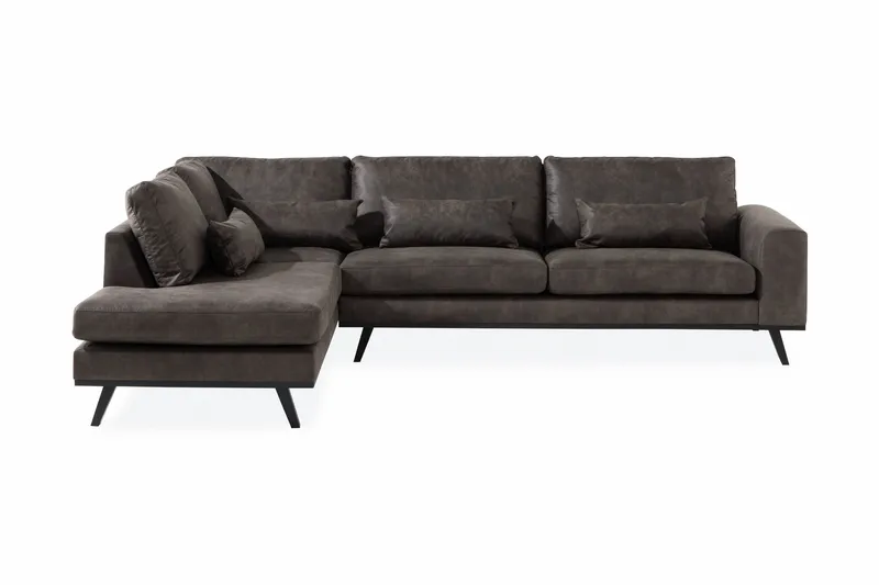 Copenhagen 4-sits Vänstervänd L-formad Schäslongsoffa i Konstläder - Mörkgrå - Products - Möbler - Soffa - Divansoffa & schäslongsoffa - 4 sits soffa med divan