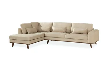 Copenhagen 4-sits Vänstervänd L-formad Schäslongsoffa i Sammet - Beige - Products - Möbler - Soffa - Divansoffa & schäslongsoffa - 4 sits soffa med divan