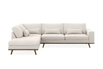 Copenhagen 4-sits Vänstervänd L-formad Schäslongsoffa i Sammet - Krämvit - Products - Möbler - Soffa - Divansoffa & schäslongsoffa - 4 sits soffa med divan