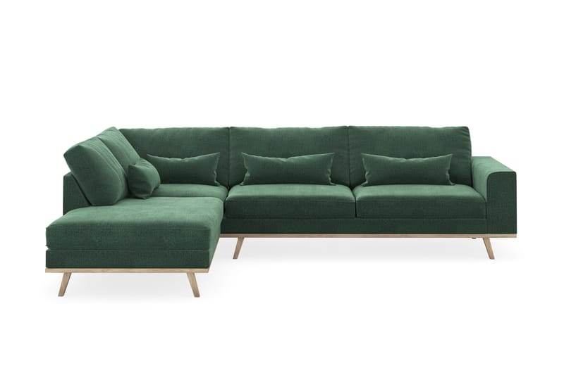 Copenhagen 4-sits Vänstervänd L-formad Schäslongsoffa i Sammet - Mörkgrön - Products - Möbler - Soffa - Divansoffa & schäslongsoffa - 4 sits soffa med divan