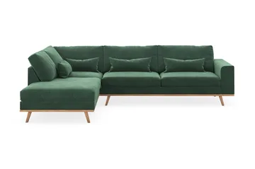Copenhagen 4-sits Vänstervänd L-formad Schäslongsoffa i Sammet - Mörkgrön - Products - Möbler - Soffa - Divansoffa & schäslongsoffa - 4 sits soffa med divan