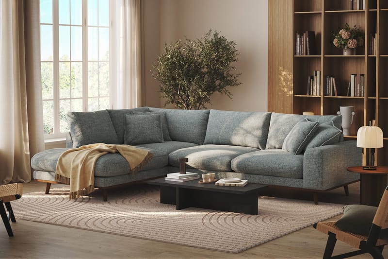 Copenhagen Premium 4-sits Vänstervänd L-formad Djup Schäslongsoffa i Chenille - Grå/Blå - Products - Möbler - Soffa - Divansoffa & schäslongsoffa - 4 sits soffa med divan