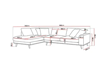 Copenhagen Premium 4-sits Vänstervänd L-formad Djup Schäslongsoffa i Tyg - Brun - Products - Möbler - Soffa - Divansoffa & schäslongsoffa - 4 sits soffa med divan